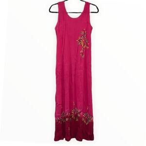 Aloha Pink Hawaiian Maxi Dress One Size Floral‎ Sleeveless Beach Resort NWT